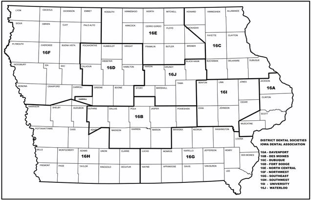 Iowa District Dental Societies Map